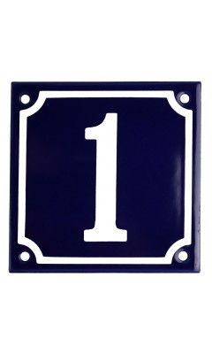 Emaljskylt 1 blå - vit 10 x 10 cm modell 11 Emaljskylt 1 blå - vit 10 x 10 cm modell 11