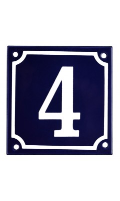 Emaljskylt 4 blå - vit 10 x 10 cm modell 11 Emaljskylt 4 blå - vit 10 x 10 cm modell 11