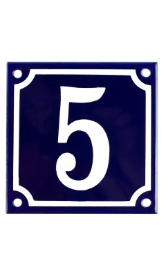 Emaljskylt 5 blå - vit 10 x 10 cm modell 11 Emaljskylt 5 blå - vit 10 x 10 cm modell 11