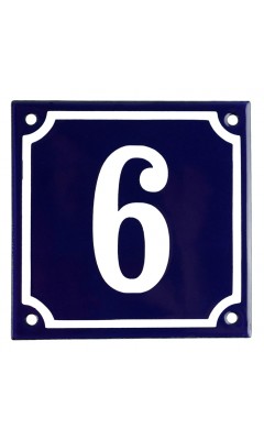 Emaljskylt 6 blå - vit 10 x 10 cm modell 11 Emaljskylt 6 blå - vit 10 x 10 cm modell 11