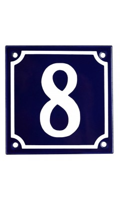 Emaljskylt 8 blå - vit 10 x 10 cm modell 11 Emaljskylt 8 blå - vit 10 x 10 cm modell 11