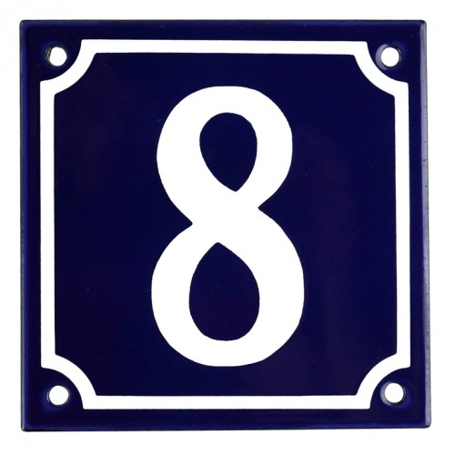 Emaljskylt 8 blå - vit 10 x 10 cm modell 11 Emaljskylt 8 blå - vit 10 x 10 cm modell 11