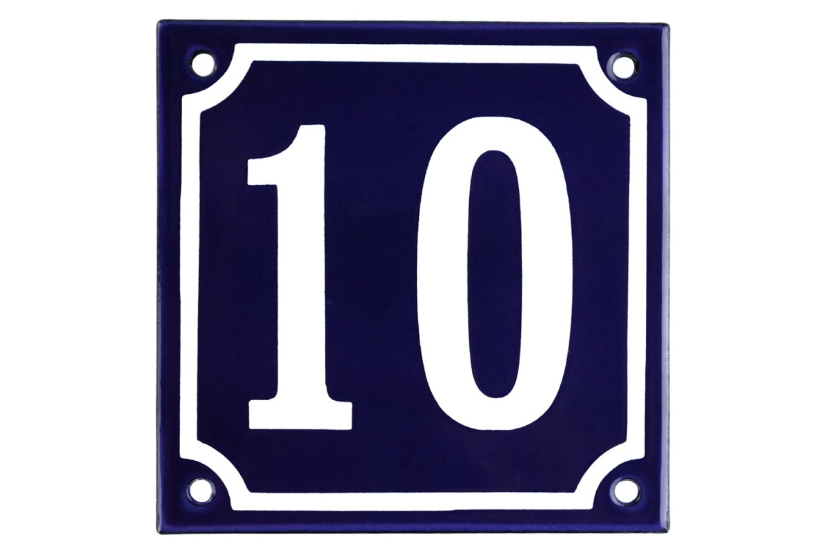 Emaljskylt 10 blå - vit 10 x 10 cm modell 11 Emaljskylt 10 blå - vit 10 x 10 cm modell 11