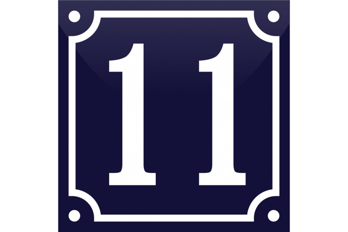 Emaljskylt 11 blå - vit 10 x 10 cm modell 11 Emaljskylt 11 blå - vit 10 x 10 cm modell 11