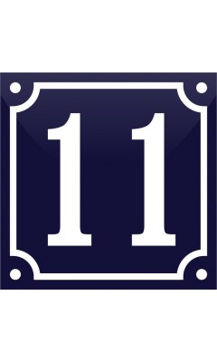 Emaljskylt 11 blå - vit 10 x 10 cm modell 11 Emaljskylt 11 blå - vit 10 x 10 cm modell 11