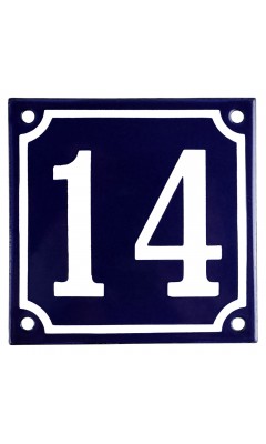 Emaljskylt 14 blå - vit 10 x 10 cm modell 11 Emaljskylt 14 blå - vit 10 x 10 cm modell 11