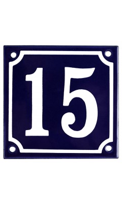 Emaljskylt 15 blå - vit 10 x 10 cm modell 11 Emaljskylt 15 blå - vit 10 x 10 cm modell 11
