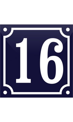 Emaljskylt 16 blå - vit 10 x 10 cm modell 11 Emaljskylt 16 blå - vit 10 x 10 cm modell 11