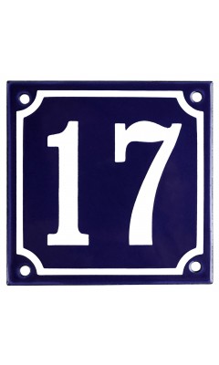 Emaljskylt 17 blå - vit 10 x 10 cm modell 11 Emaljskylt 17 blå - vit 10 x 10 cm modell 11