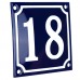 Emaljskylt 18 blå - vit 10 x 10 cm modell 11 Emaljskylt 18 blå - vit 10 x 10 cm modell 11