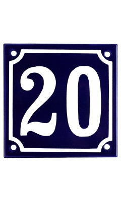 Emaljskylt 20 blå - vit 10 x 10 cm modell 11 Emaljskylt 20 blå - vit 10 x 10 cm modell 11