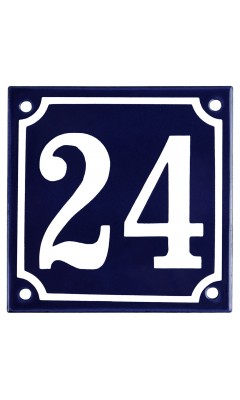 Emaljskylt 24 blå - vit 10 x 10 cm modell 11 Emaljskylt 24 blå - vit 10 x 10 cm modell 11