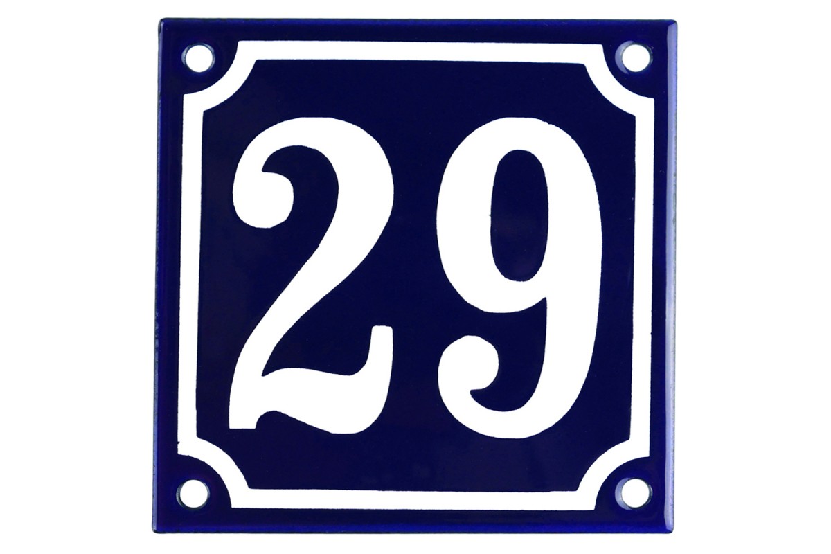 Emaljskylt 29 blå - vit 10 x 10 cm modell 11 Emaljskylt 29 blå - vit 10 x 10 cm modell 11