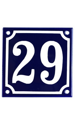 Emaljskylt 29 blå - vit 10 x 10 cm modell 11 Emaljskylt 29 blå - vit 10 x 10 cm modell 11