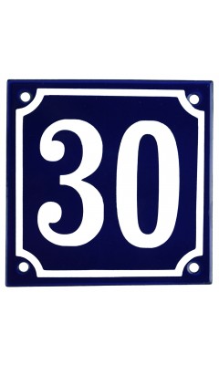 Emaljskylt 30 blå - vit 10 x 10 cm modell 11 Emaljskylt 30 blå - vit 10 x 10 cm modell 11