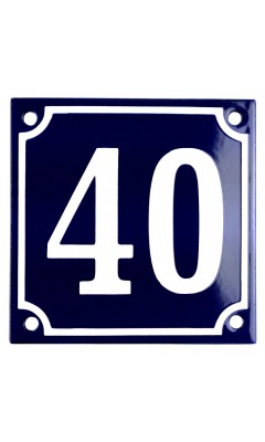 Emaljskylt 40 blå - vit 10 x 10 cm modell 11 Emaljskylt 40 blå - vit 10 x 10 cm modell 11