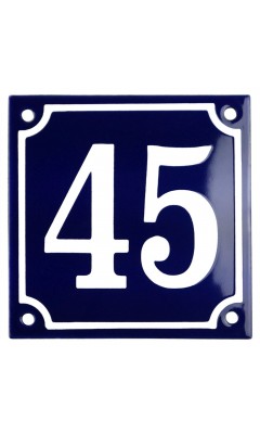 Emaljskylt 45 blå - vit 10 x 10 cm modell 11 Emaljskylt 45 blå - vit 10 x 10 cm modell 11