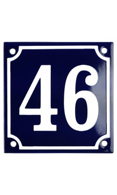 Emaljskylt 46 blå - vit 10 x 10 cm modell 11 Emaljskylt 46 blå - vit 10 x 10 cm modell 11