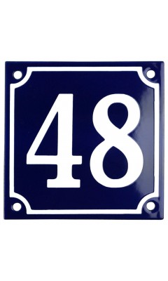 Emaljskylt 48 blå - vit 10 x 10 cm modell 11 Emaljskylt 48 blå - vit 10 x 10 cm modell 11