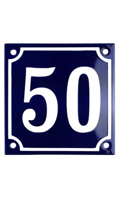 Emaljskylt 50 blå - vit 10 x 10 cm modell 11 Emaljskylt 50 blå - vit 10 x 10 cm modell 11