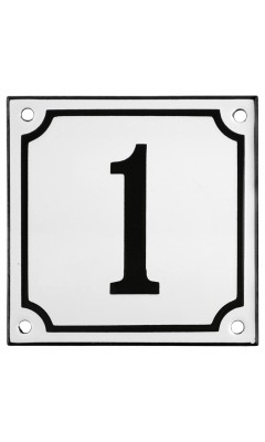 Emaljskylt 1 vit - svart 10 x 10 cm modell 10 Emaljskylt 1 vit - svart 10 x 10 cm modell 10