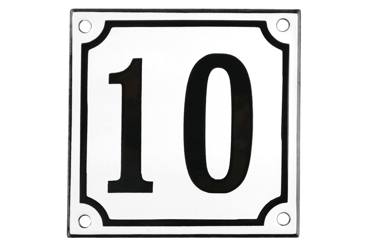 Emaljskylt 10 vit - svart 10 x 10 cm modell 10 Emaljskylt 10 vit - svart 10 x 10 cm modell 10