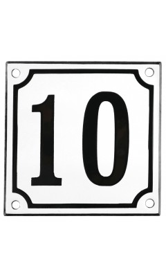 Emaljskylt 10 vit - svart 10 x 10 cm modell 10 Emaljskylt 10 vit - svart 10 x 10 cm modell 10