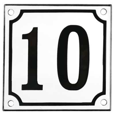 Enamel sign 10 white - black 10 x 10 cm model 10