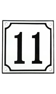 Emaljskylt 11 vit - svart 10 x 10 cm modell 10 Emaljskylt 11 vit - svart 10 x 10 cm modell 10