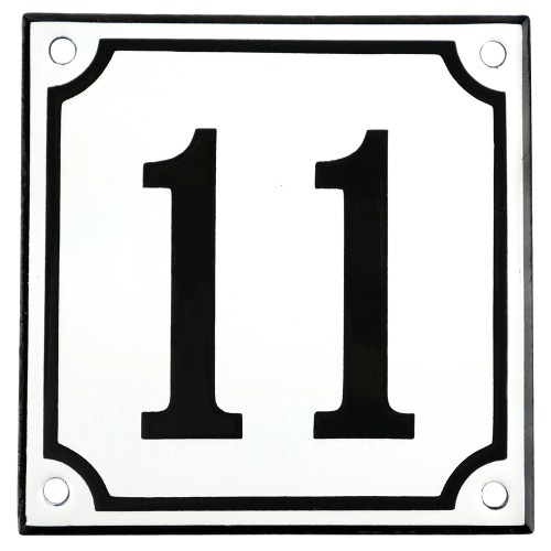 Emaljskylt 11 vit - svart 10 x 10 cm modell 10 Emaljskylt 11 vit - svart 10 x 10 cm modell 10