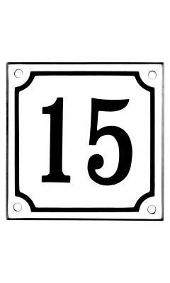 Emaljskylt 15 vit - svart 10 x 10 cm modell 10 Emaljskylt 15 vit - svart 10 x 10 cm modell 10