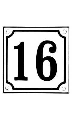 Emaljskylt 16 vit - svart 10 x 10 cm modell 10 Emaljskylt 16 vit - svart 10 x 10 cm modell 10