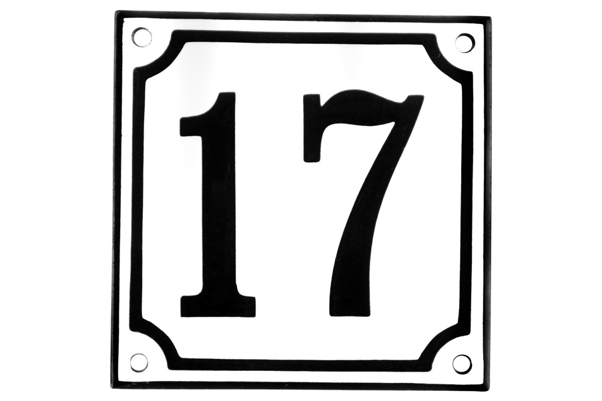 Emaljskylt 17 vit - svart 10 x 10 cm modell 10 Emaljskylt 17 vit - svart 10 x 10 cm modell 10