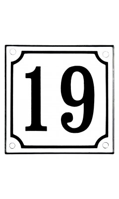 Emaljskylt 19 vit - svart 10 x 10 cm modell 10 Emaljskylt 19 vit - svart 10 x 10 cm modell 10