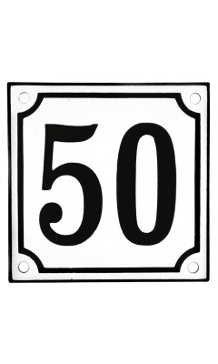 Emaljskylt 50 vit - svart 10 x 10 cm modell 10 Emaljskylt 50 vit - svart 10 x 10 cm modell 10