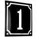 Emaljskylt 1 svart - vit 10 x 10 cm modell 12