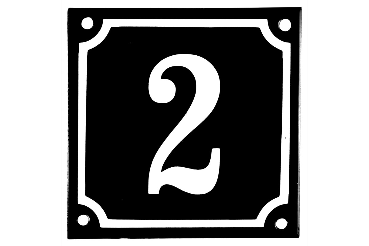 Emaljskylt 2 svart - vit 10 x 10 cm modell 12 Emaljskylt 2 svart - vit 10 x 10 cm modell 12