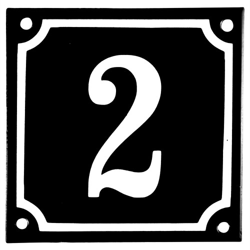 Emaljskylt 2 svart - vit 10 x 10 cm modell 12