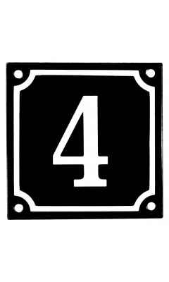 Emaljskylt 4 svart - vit 10 x 10 cm modell 12 Emaljskylt 4 svart - vit 10 x 10 cm modell 12