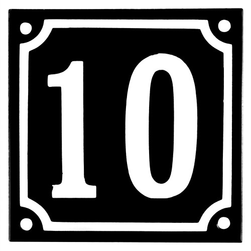 Emaljskylt 10 svart - vit 10 x 10 cm modell 12