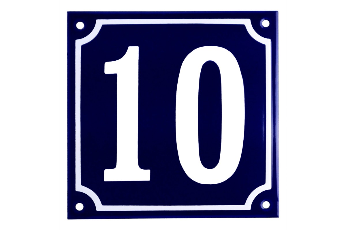 Emaljskylt 10 blå - vit 15 x 15 cm modell 11 Emaljskylt 10 blå - vit 15 x 15 cm modell 11