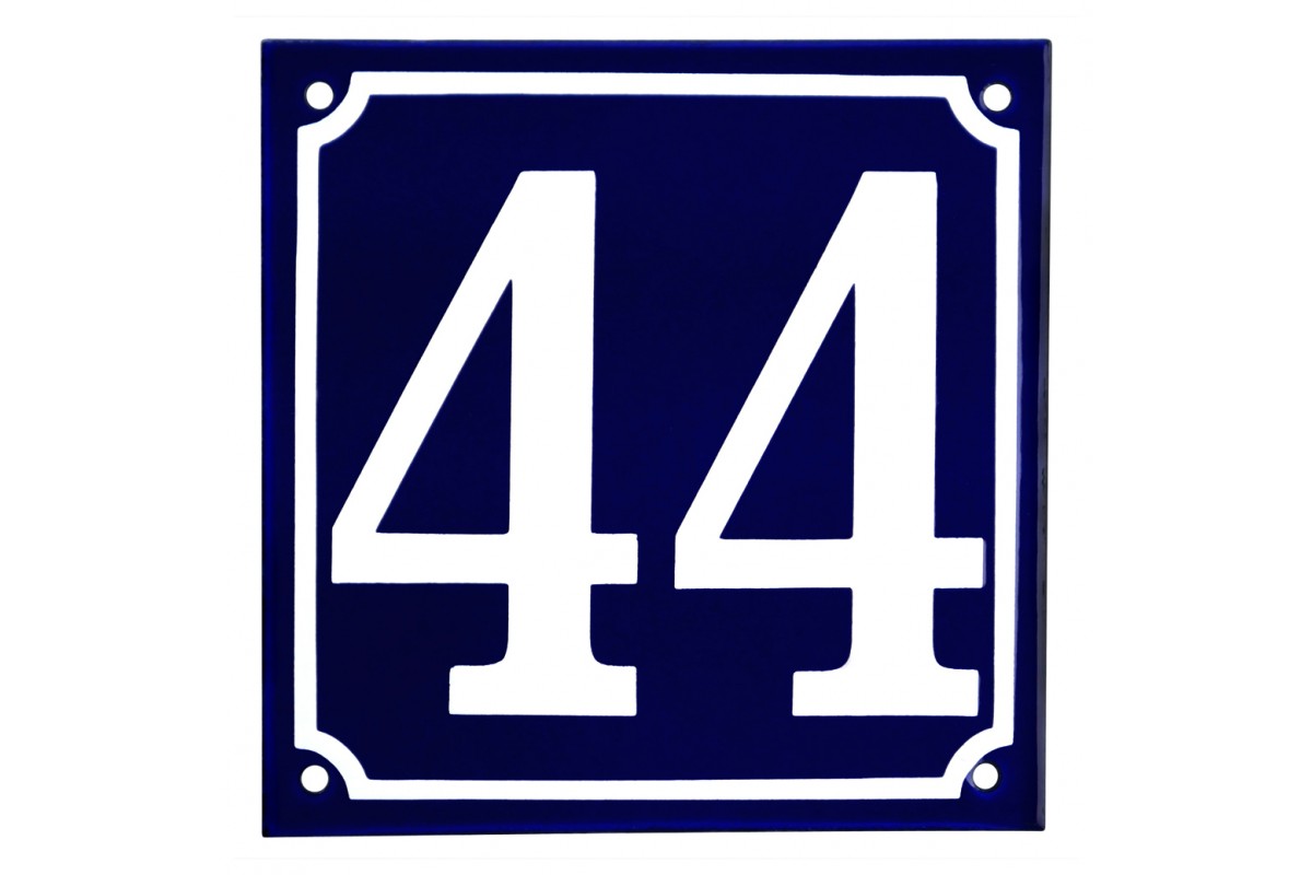 Emaljskylt 44 blå - vit 15 x 15 cm modell 11 Emaljskylt 44 blå - vit 15 x 15 cm modell 11