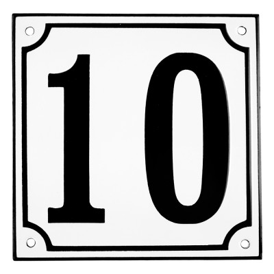 Enamel sign 10 white - black 15 x 15 cm model 10