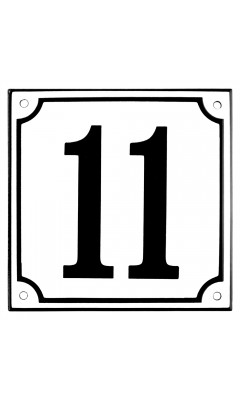 Emaljskylt 11 vit - svart 15 x 15 cm modell 10 Emaljskylt 11 vit - svart 15 x 15 cm modell 10