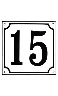 Emaljskylt 15 vit - svart 15 x 15 cm modell 10