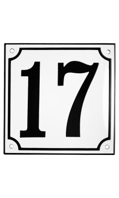 Emaljskylt 17 vit - svart 15 x 15 cm modell 10 Emaljskylt 17 vit - svart 15 x 15 cm modell 10