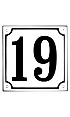 Emaljskylt 19 vit - svart 15 x 15 cm modell 10 Emaljskylt 19 vit - svart 15 x 15 cm modell 10