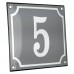 Emaljskylt 5 grå - vit 14 x 12 cm modell 18
