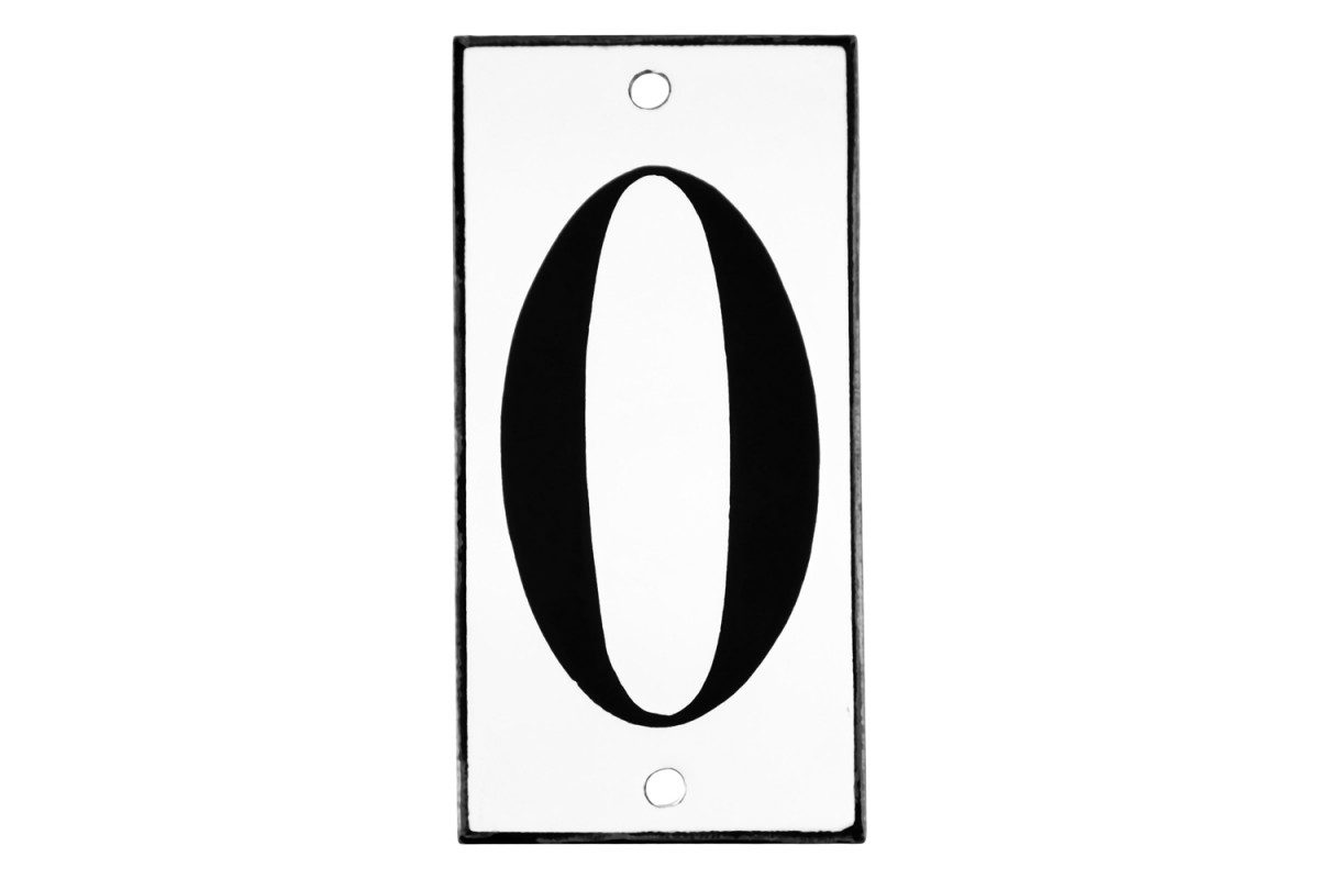 Emaljskylt 0 vit - svart 5 x 10 cm modell 13 Emaljskylt 0 vit - svart 5 x 10 cm modell 13