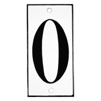 Emaljskylt 0 vit - svart 5 x 10 cm modell 13